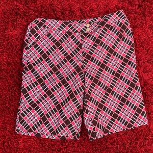 Grand Slam Vibrant Plaid Shorts in Pink and Black size 6